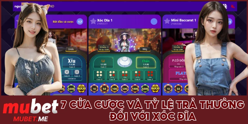 7 cửa cược và tỷ lệ trả thưởng đối với xóc đĩa