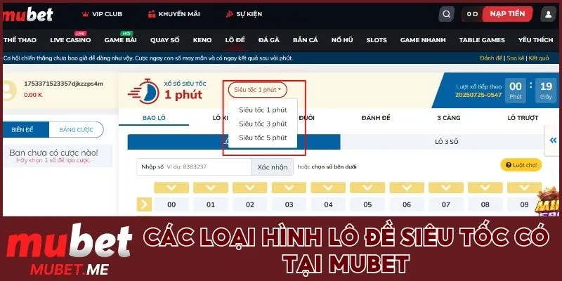 Các loại hình cược xổ số tại MUBET