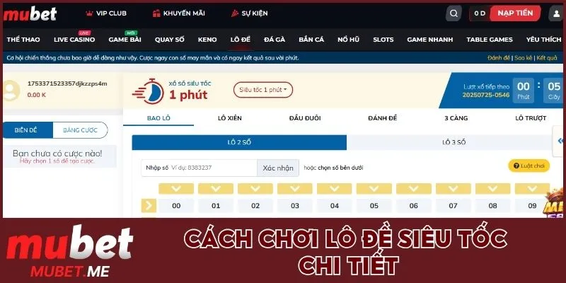 Cách chơi xổ số siêu tốc tại nhà cái MUBET 
