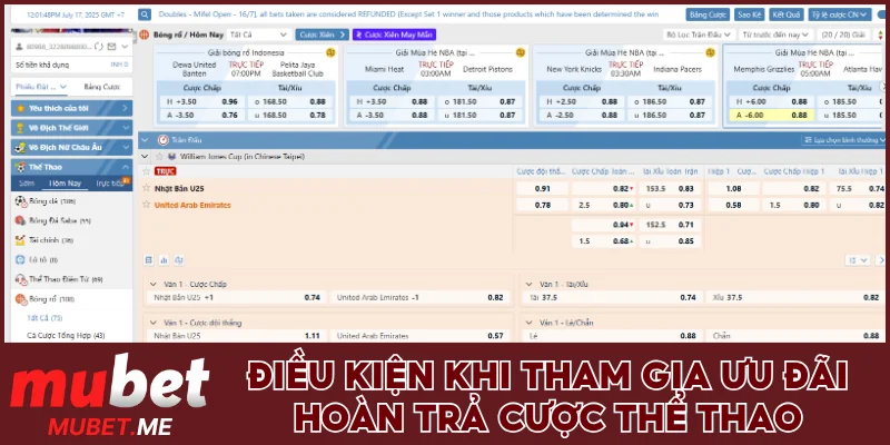 Điều kiện khi tham gia ưu đãi hoàn tiền thể thao